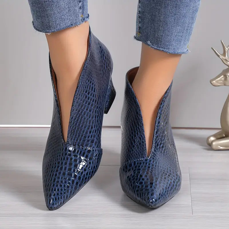 R&B | Glänzende Croco Print Stiefeletten