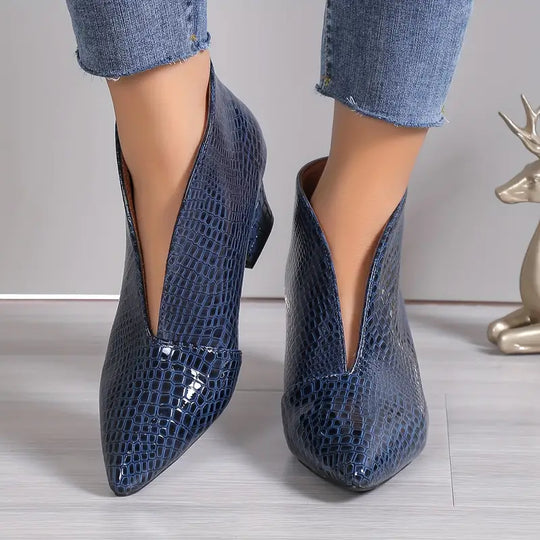 R&B | Glänzende Croco Print Stiefeletten
