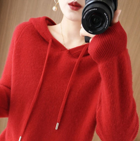 R&B | Strickpullover mit Kapuze Weicher Strick Lässige Passform