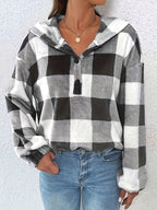 R&B | Flannel Karierter Hoodie Baumwolle und Polyester Trendig und Komfortabel