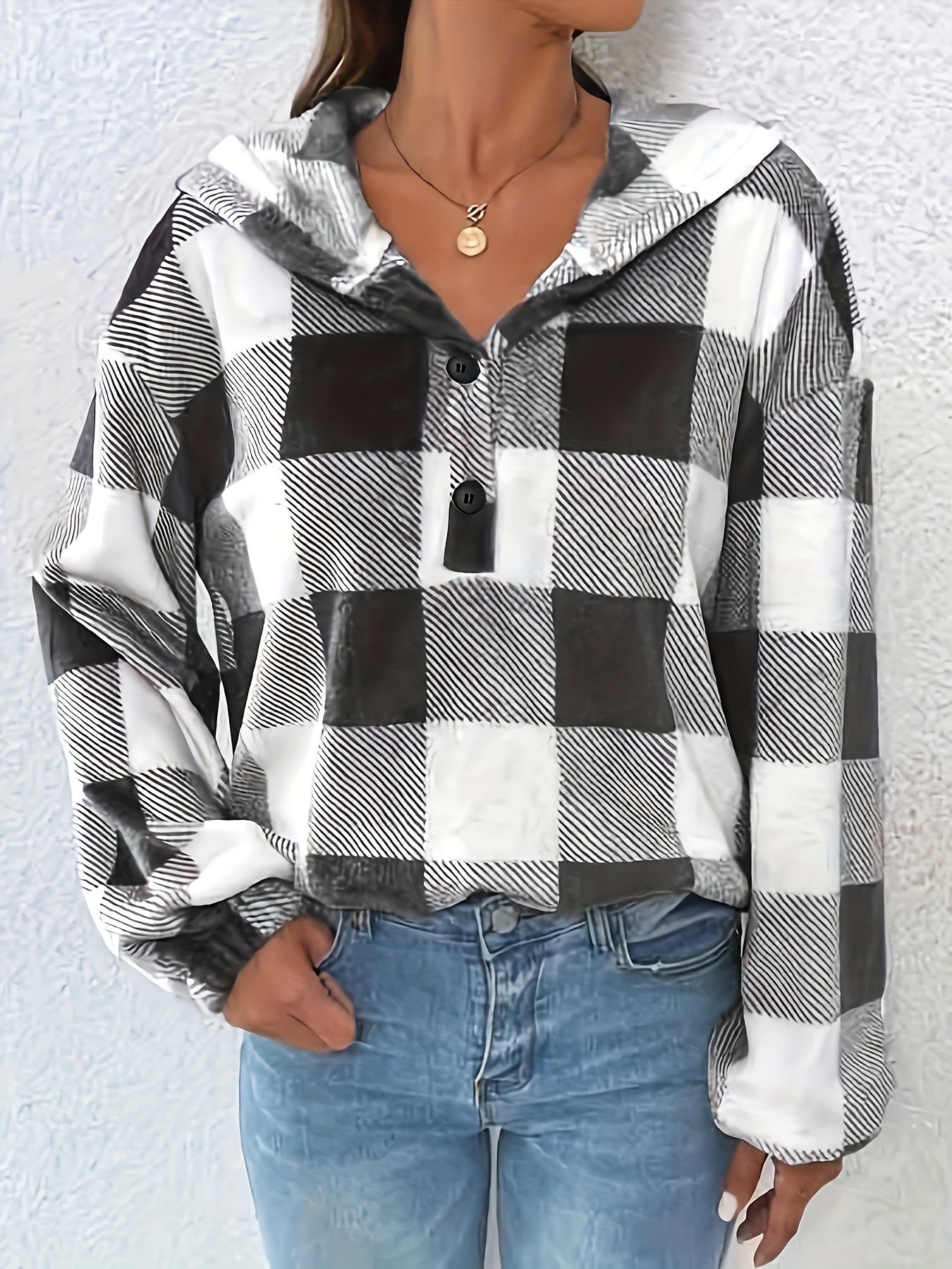 R&B | Flannel Karierter Hoodie Baumwolle und Polyester Trendig und Komfortabel