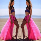 Damen maxi Strandrock mit verspieltem Tüll und elastischem Taillenzug R&B