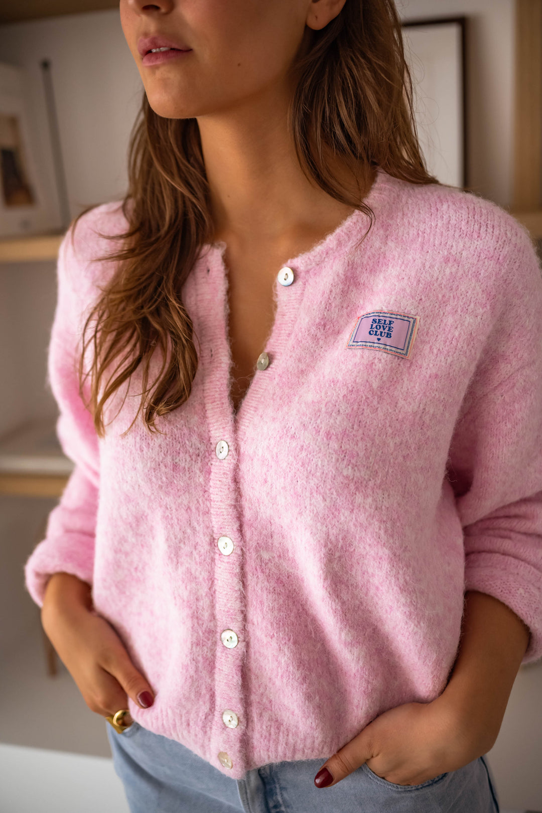 R&B | rosa gestepptes Cardigan für Layer-Looks