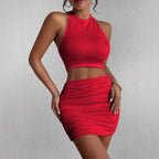 R&B | Ärmelloses Neck Tube Top Weste Hip Wrap Set