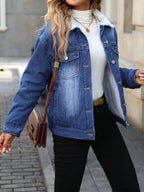 R&B | Denimjacke mit Fleecekragen Baumwolle Warm und Stilvoll