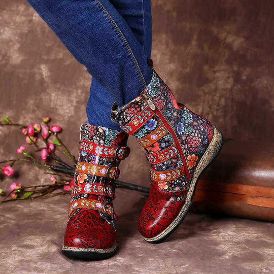 Lederstiefel für Damen mit einzigartigen Details R&B