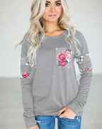 Damen Sweatshirt mit floralem Design und komfortablem Schnitt R&B