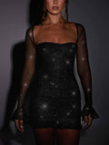 Elegantes schwarzes Glitzer-Minikleid