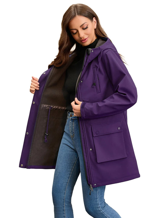 R&B | Wasserdichte Softshell-Damenjacke mit Kapuze