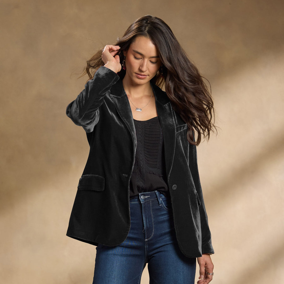 R&B | Gestickte Samt-Herbstjacke