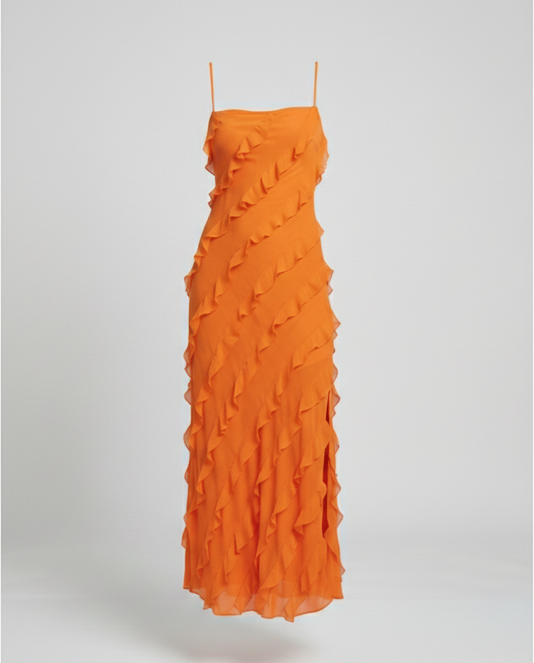 Damen Maxikleid mit Volants
