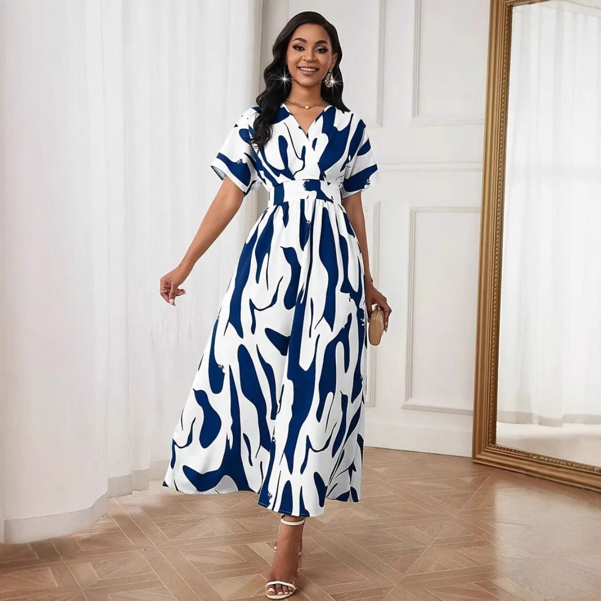R&B | Damenkleid mit bedruckter Taille