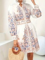 R&B | Urlaub Maxikleid Mit V-Ausschnitt und Langen Ärmeln in Blumenmuster
