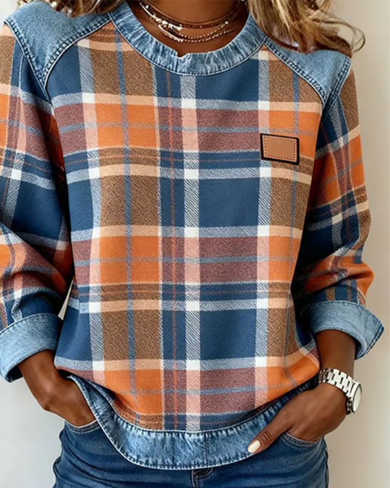 R&B | Sweatshirt mit Karo Patchwork