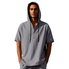 R&B | Leinen-Knopf-Strand-Kapuzen-Henley-Shirt