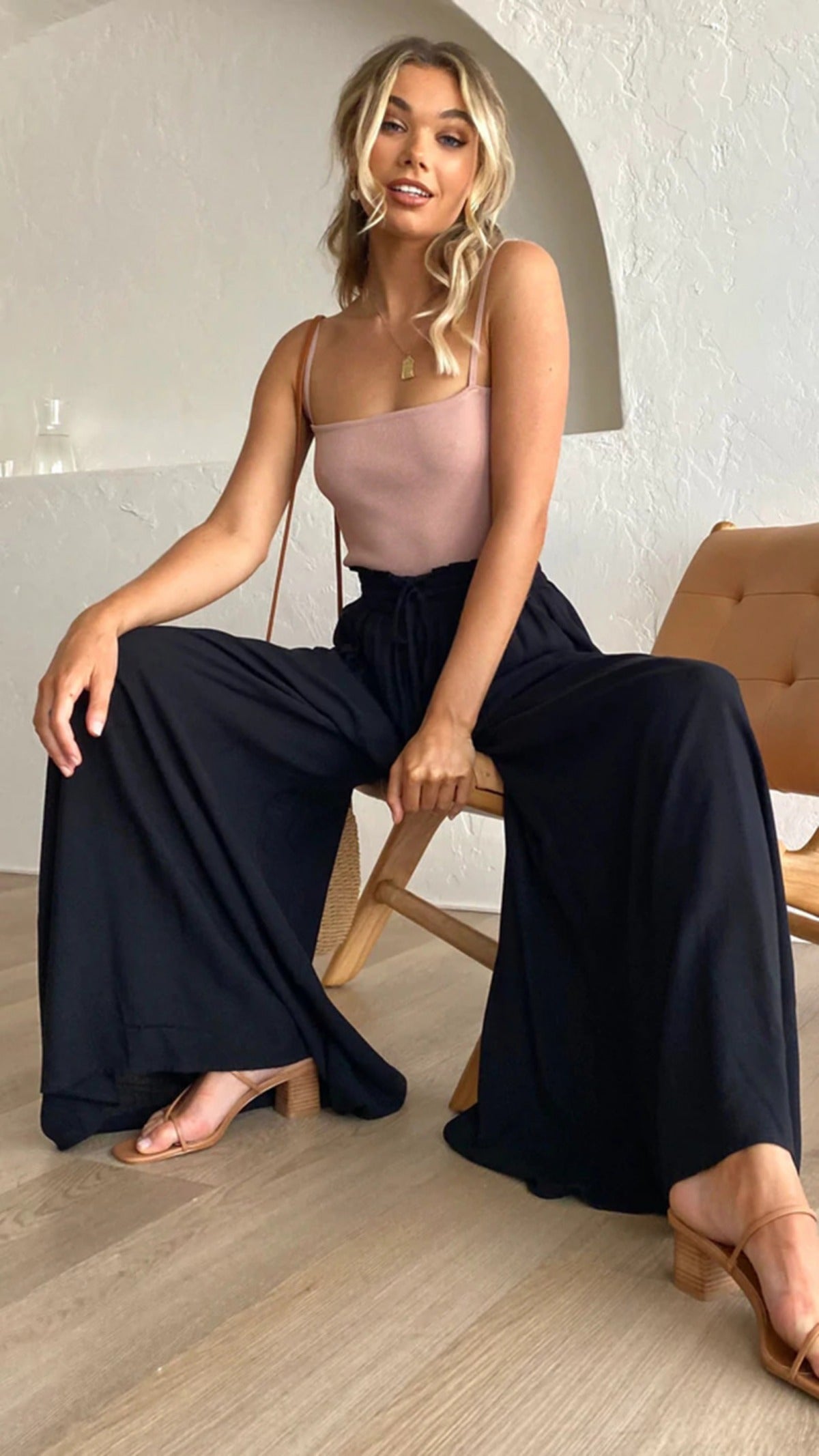 R&B | Hose mit weitem Bein und elastischer Taille