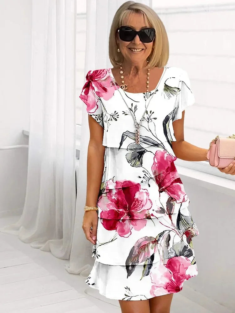R&B | Blumenrüsche Kleid In Lagen