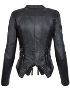 R&B | Damen Schwarze Asymmetrische PU-Leder Bikerjacke