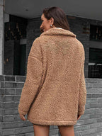 R&B | Double Take Zip up Teddy Jacke mit Kragen