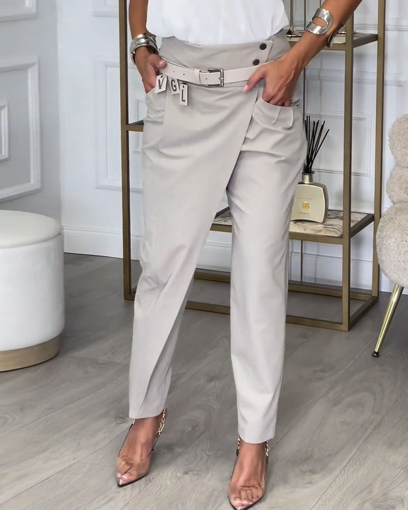 R&B | Hose In Einfarbiger Farbe mit Unregelmäßigem Patchwork und Taschen