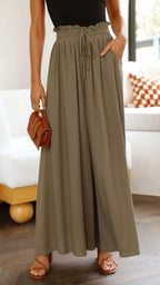R&B | Hose mit weitem Bein und elastischer Taille