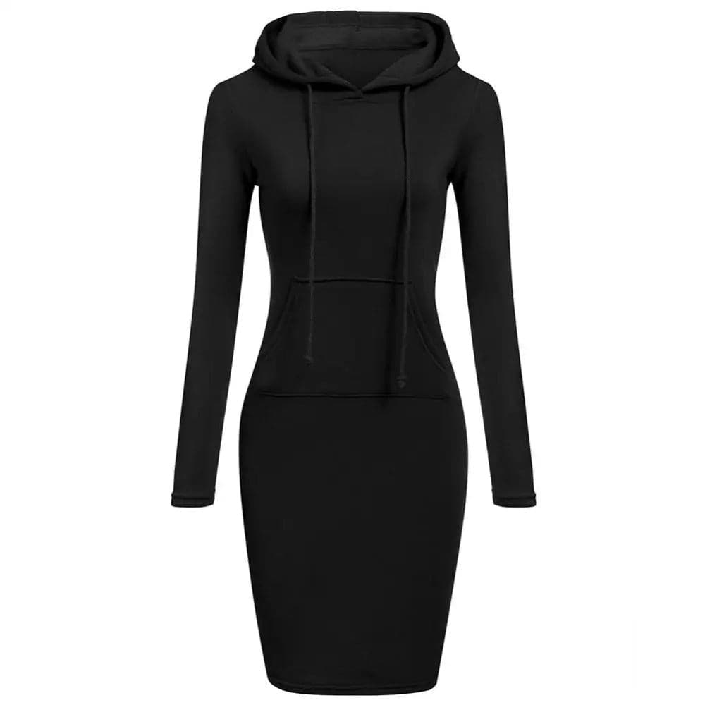 R&B | Hoodie Kleid Lange Ärmel Verstellbare Kapuze Kängurutasche Slim Fit