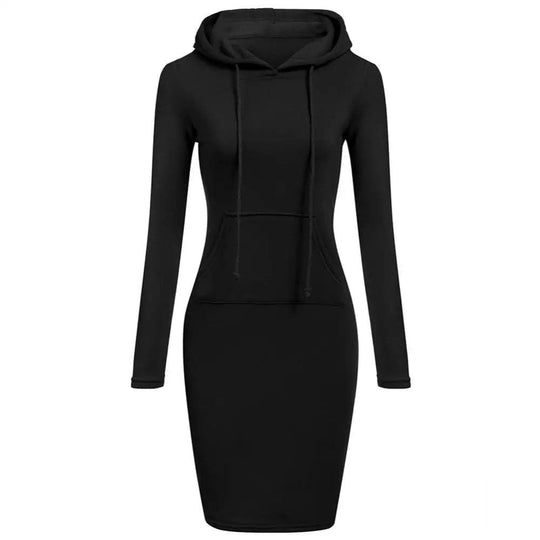 R&B | Hoodie Kleid Lange Ärmel Verstellbare Kapuze Kängurutasche Slim Fit