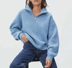 R&B | dicker Strickpullover mit Reißverschlusskragen für lässige Wärme
