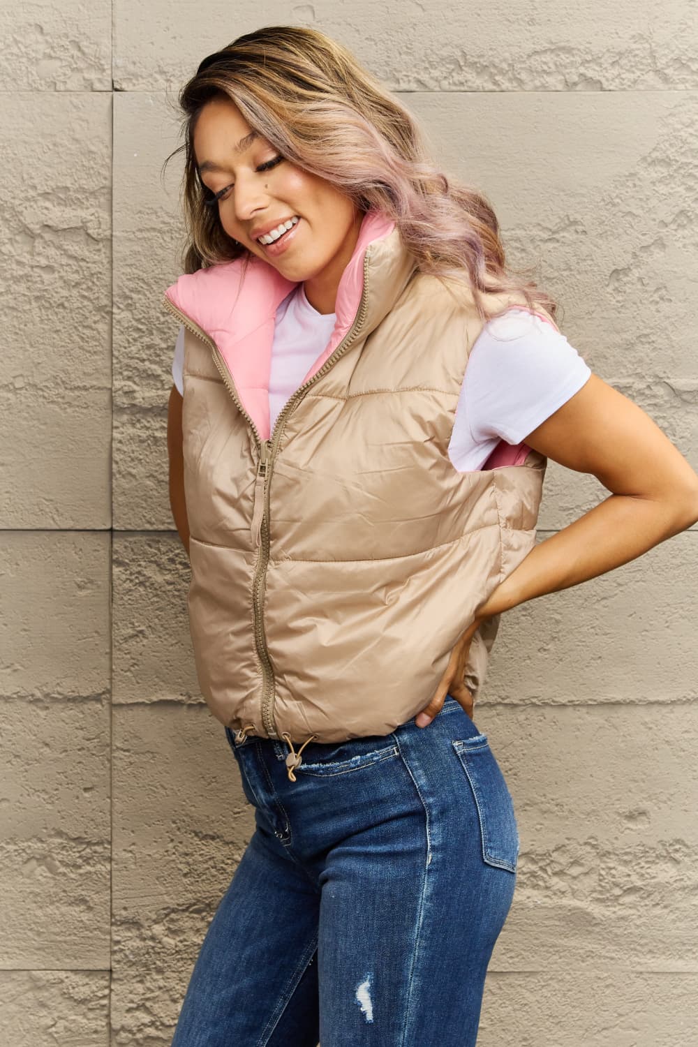 R&B | Zip-Up Drawstring Puffer Weste