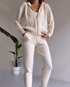 R&B | Lässiges Jacquard-Cardigan-Set mit Twist-Design