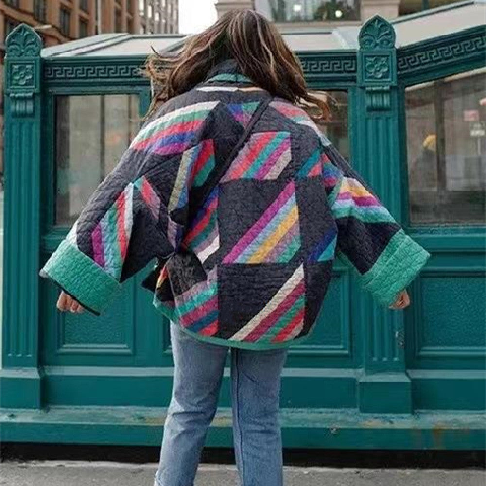 R&B | Vintage Bedruckte Lockere Blumen Baumwolljacke für Damen