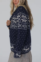 R&B | Weihnachts-Schneeflocken-Elch-Reißverschluss Langarmpullover