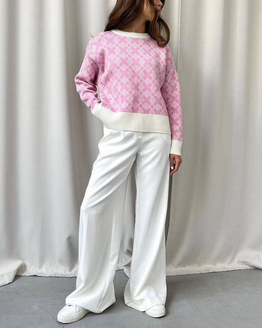 R&B | Muster Strickpullover Weich und Trendy Statement-look