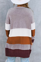 R&B | Farbblock Offene Front Rippbündchen Cardigan mit Taschen