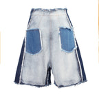R&B | Kontrastfarbene Spleiß-Denim-Shorts