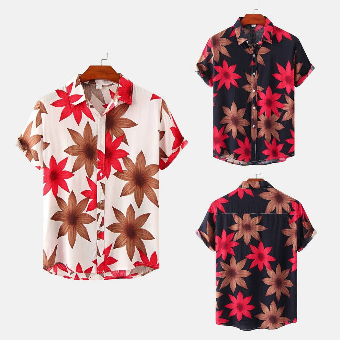 R&B | Floral kurzärmeliges Blumenhemd Männer