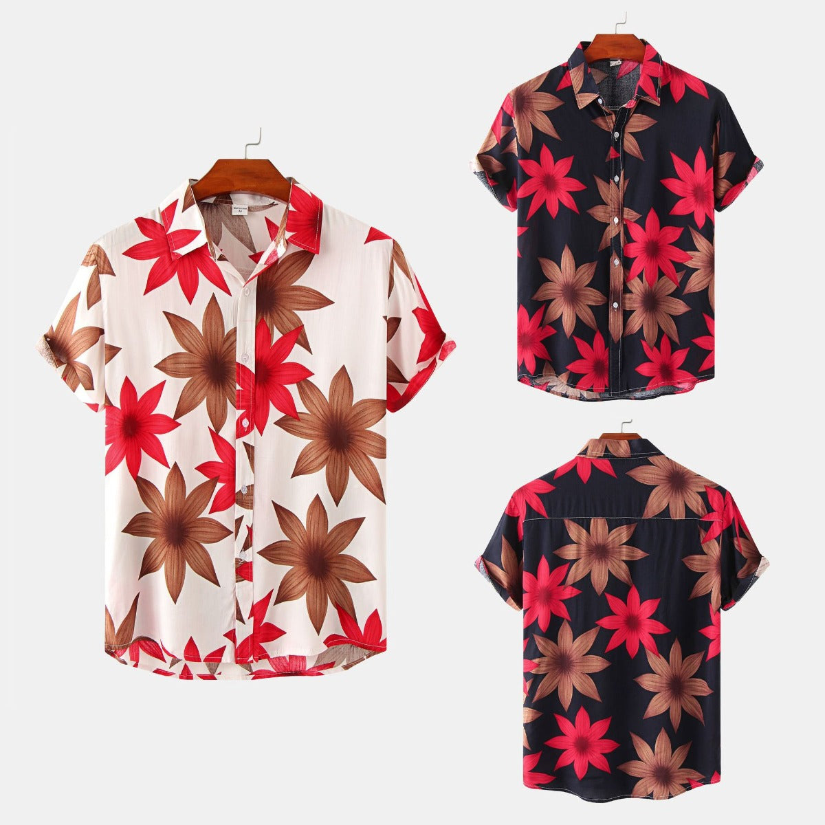 R&B | Floral kurzärmeliges Blumenhemd Männer
