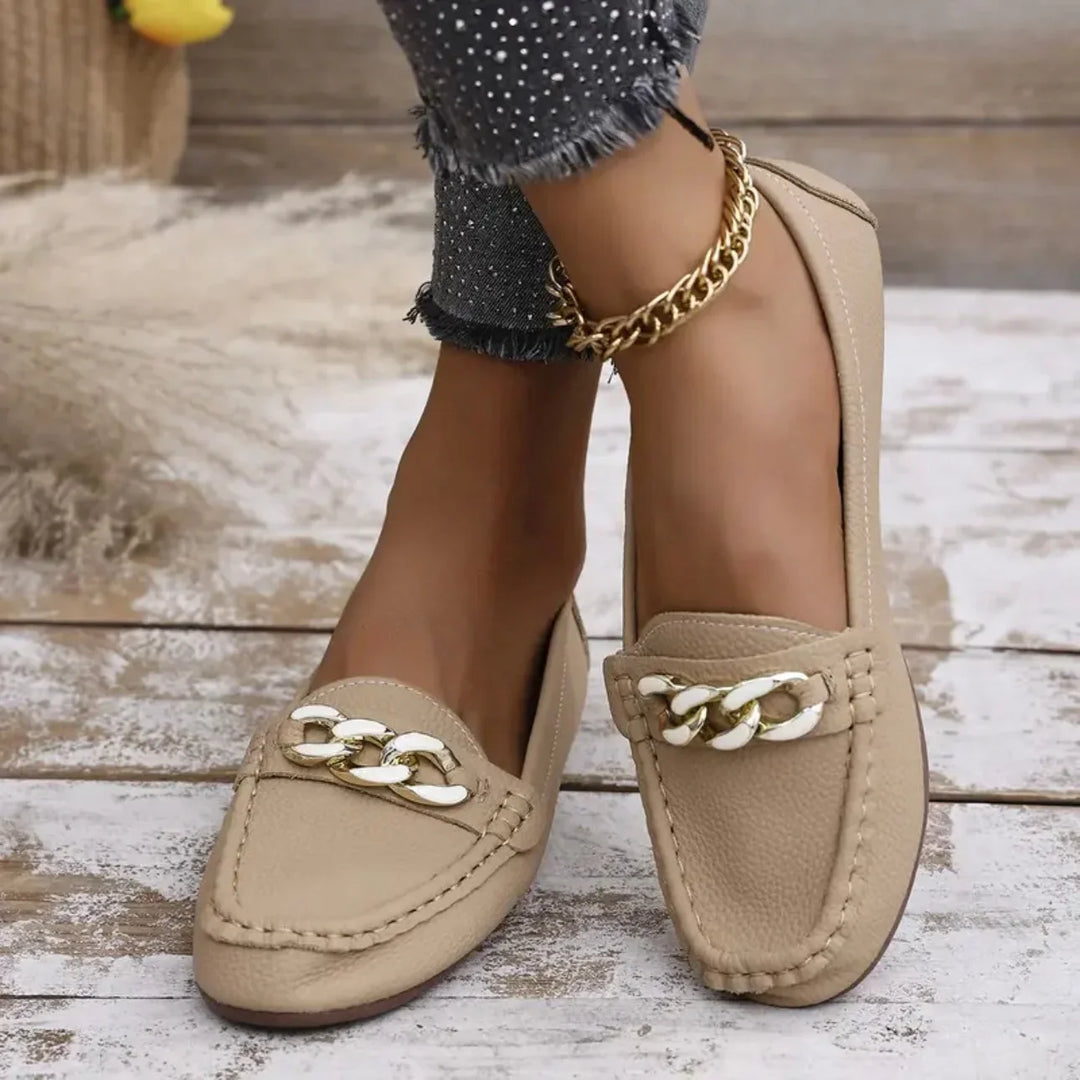 Slipper aus Leder mit klobigen Kettendetails R&B R&B