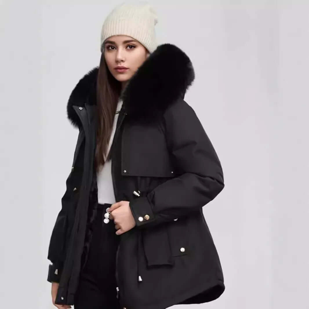 R&B | Damen Winter Kunstpelzkragen Mantel