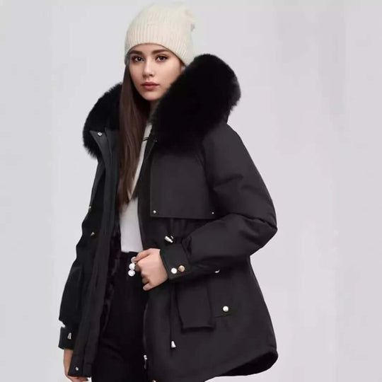 R&B | Damen Winter Kunstpelzkragen Mantel