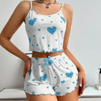 R&B | LiR&Be Bedruckte Hosenträger Shorts Pyjama Set