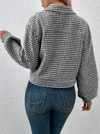R&B | Kurze Jacke mit Hahnentritt-muster Knopfverschluss Schick und Klassischer Stil