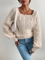 R&B | Strickbluse mit Quadratischem Ausschnitt Weich und Elegant Kabelstrick