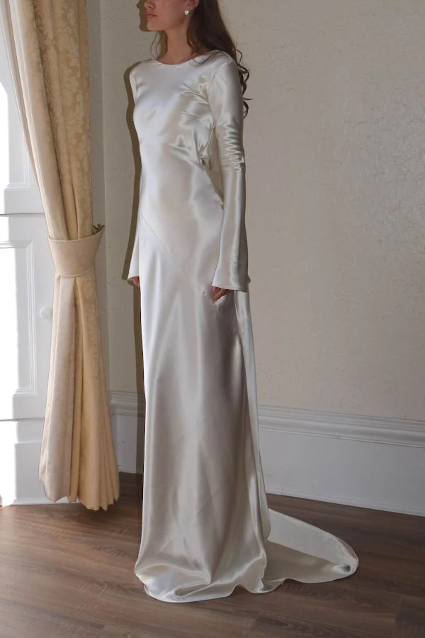 R&B | Pearl Eden Satin Rückwärtig Offene Cowl Neck Gown Maxi Kleid