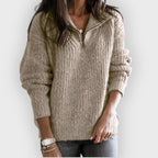 R&B | Gestrickter Pullover mit Reißverschlusskragen
