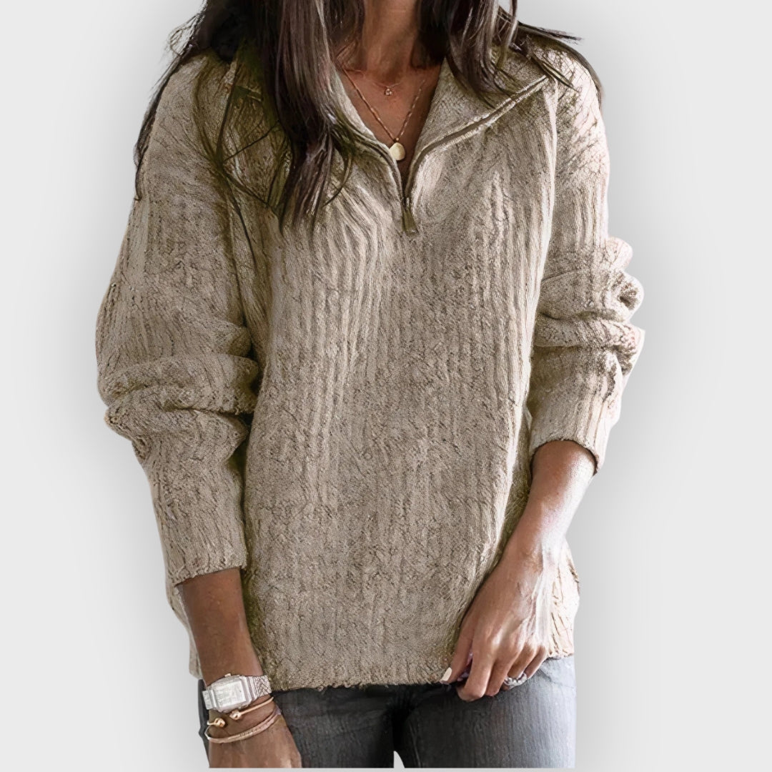 R&B | Gestrickter Pullover mit Reißverschlusskragen