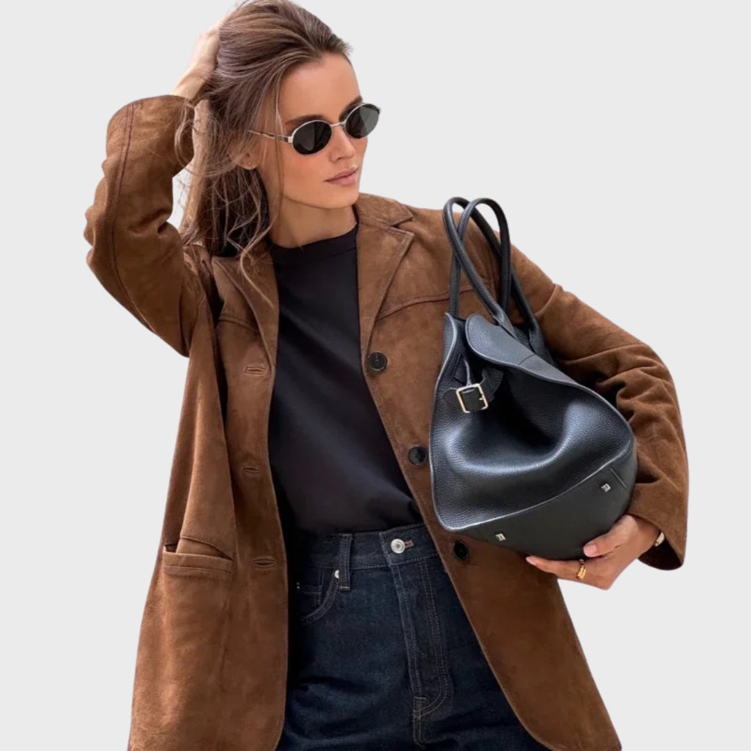 R&B | Elegante und warme Jacke mit braunem Wildlederrevers