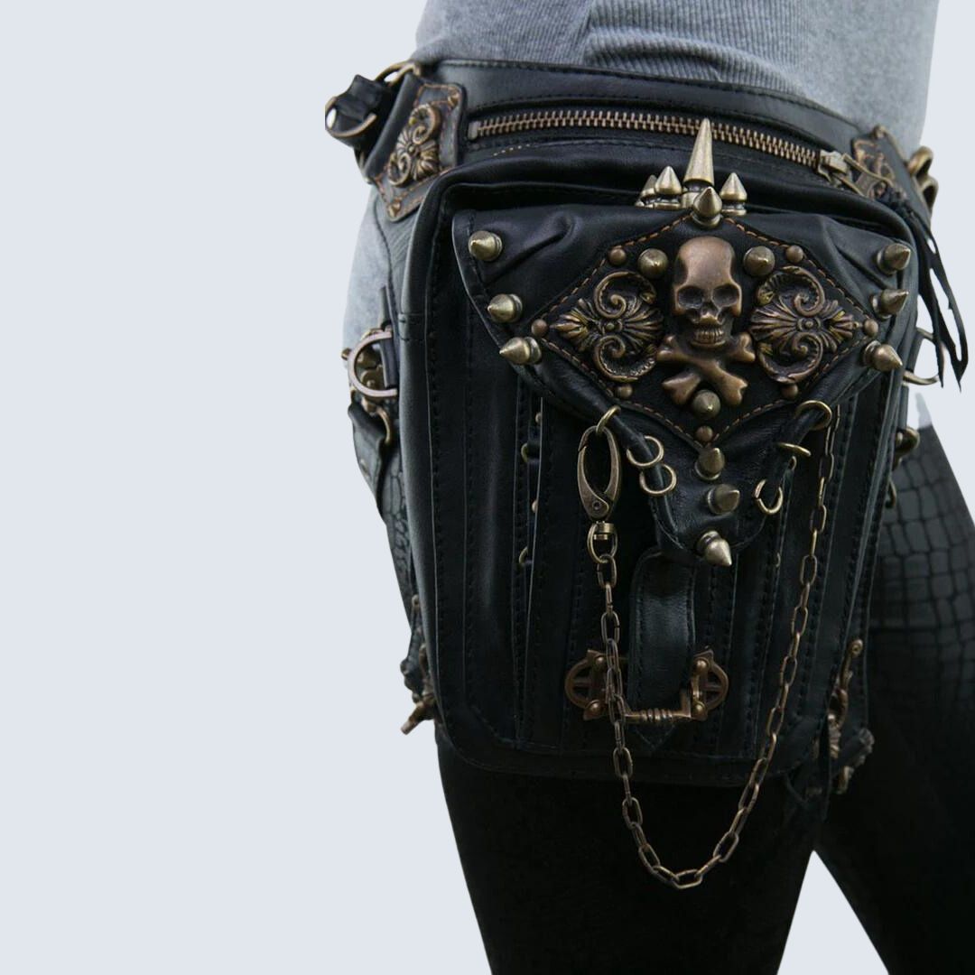 R&B | Gothic Gürteltasche mit Totenkopf-Verzierungen