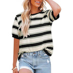 R&B | Gestreiftes T-Shirt mit Rundhalsausschnitt für Damen