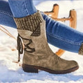 R&B | Stiefeletten Strickbündchen Nieten Seitendetail Schnürelement Hinten